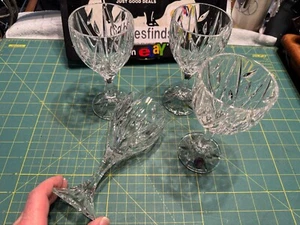 Retired Set 4 Stuart Crystal STU114 Redhouse Water Goblets Stems Wine Glasses - Picture 1 of 6