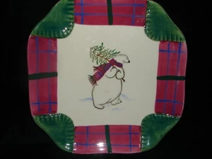 Pfaltzgraff Oso Polar Plato Cuadrado de Navidad Oso de Navidad con árbol - Imagen 1 de 2