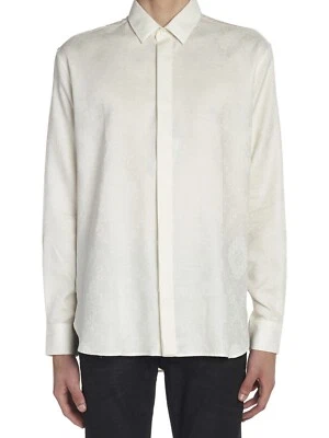 NWT Saint Laurent YSL Bandana Jacquard Cream Cotton Button Down Shirt 37 US 14.5 - Image 1 of 4