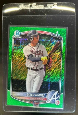 2025 Bowman Chrome Diego Tornes Green Shimmer Refractor 1st Prospect #62/99 - Image 1 of 2