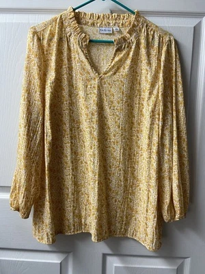 Top Kim Rogers Mujer Talla M Dorado Cuello en V Frontal Colorido Floral Foto 1 de 4