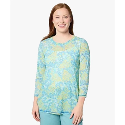 Logo Capas Lori Goldstein Turquesa Estampado Floral Boho Transparente Elástico Top XL Foto 1 de 4