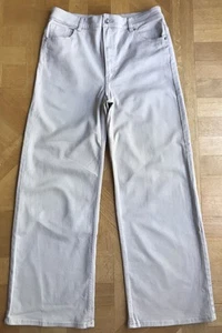 H&M Divided High Waist Wide Stretch Cotton Beige Jeans UK 18 EUR 46 - Picture 1 of 15