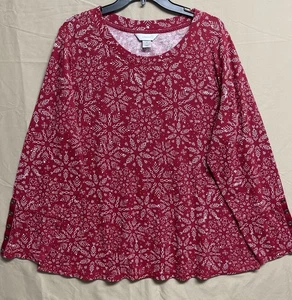 CJ Banks Womens Size-2X Waffle Knit Pullover Tunic Sweater Top Long Sleeve Red - Picture 1 of 15