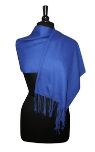 Bufanda lisa Biagio 100 % lana pashmina color AZUL REAL para mujer chal envolvente bufanda - Imagen 1 de 4