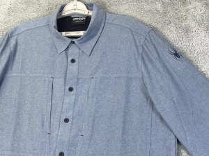 Spyder Shirt Mens Large Blue Vented Fishing Button Down Long Sleeve Stretch - Picture 1 of 19