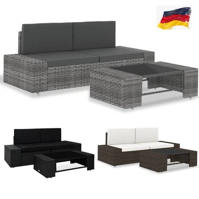 Ecksofa Gartenmöbel Loungeset Sitzgruppe Tisch Sofa Ecklounge Hocker Poly-Rattan - Bild 1 von 4