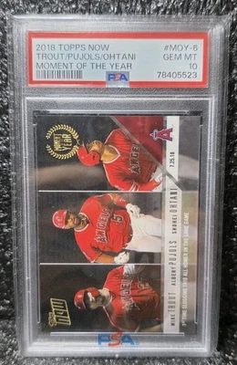 2018 Topps Now Moment Of The Year #MOY6 Trout Pujols Ohtani PSA 10 GEM MINT - Image 1 of 4