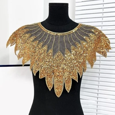 Beaded Embroidery Fabric Appliques Delicate Sequins Meshes Women Patches - image 1 of 4