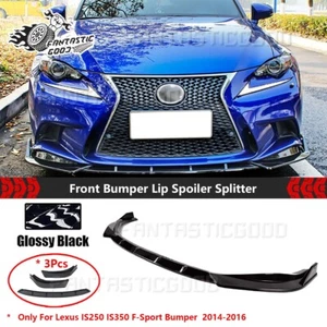 For Lexus IS250 IS350 F-Sport 14-16 Black GT Style Front Bumper Lip Splitter Kit - Picture 1 of 6
