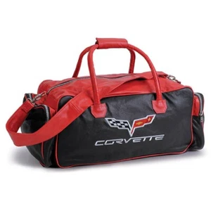 Bolso de lona de cuero negro y rojo C6 Corvette - Imagen 1 de 2
