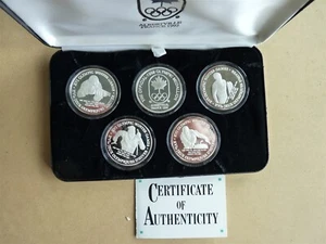 FRANCE ALBERTVILLE 1992 WINTER OLYMPIC GAME 5 SILVER MEDAL PURE SILVER .999 - Picture 1 of 9