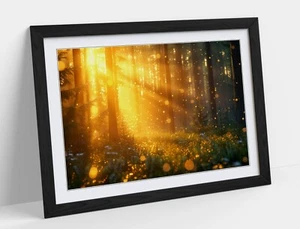 IMPRESIÓN DE PÓSTER ARTE DE PARED ENMARCADO PAISAJE BOSQUE LUZ SOLAR BRILLANTE 4 TAMAÑOS - Imagen 1 de 10