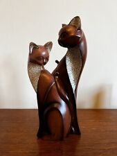 Hand Carved Gleneagles Studio Wooden Cat Pair