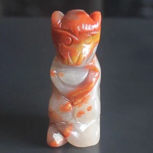 Hand carved chicken blood stone monkey figurine statue pendant bead - Picture 1 of 9