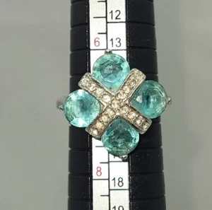 Anillo Disfraz Formal Azul Aqua Circonita Cúbica Estrás Cóctel Fiesta Talla 7-7.5 - Imagen 1 de 6