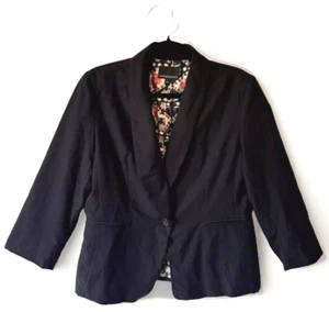 Cynthia Rowley Blazer Size L Classic Black Academia Workwear Preppy Office - Picture 1 of 10