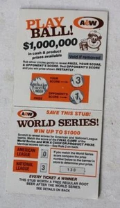Boleto de la Serie Mundial 1980 A & W Play Ball para una tarjeta de cerveza de raíz regular gratis - Imagen 1 de 1