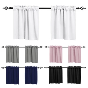 Small Window Short Curtains Tier Cafe Kitchen Short Curtain Drapes Rod Pocket US - Picture 1 of 8
