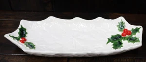Vintage Lefton White Christmas Holly Berry Tablett 1970/71 6057 - Bild 1 von 15