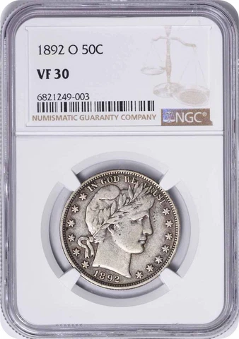 1892-O Barber Silver Half Dollar VF30 NGC Cover