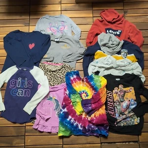Mixed Brand, Girls Size 6 - 10, Lot of 11 Everyday Graphic Long-Sleeve T-Shirts - Picture 1 of 12