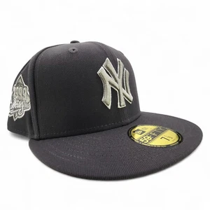 New York Yankees Dark Graphite 59Fifty Sz 7 1/2 Fitted Hat 1999 World Series NEW - Picture 1 of 14