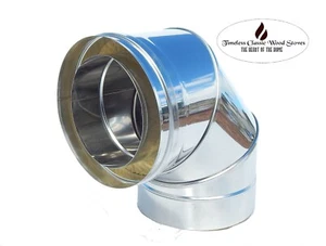 90 degree angle elbow insulated stainless steel flue wood heater stove 4" 100mm - Picture 1 of 5