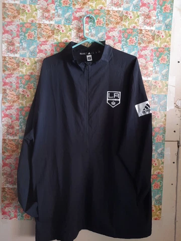 LA Kings Adidas Mens Windbreaker Size XL Half Zip Pullover Light Weight Cover