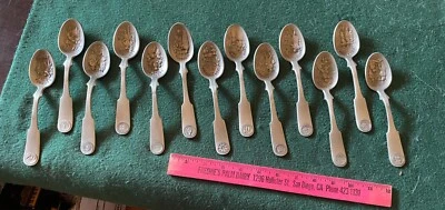 Franklin Mint "The American Colonies" 13 Pewter Spoons Original AS SHOWN - Image 1 of 4