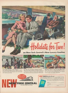 1948 New York Central Railroad Holidate For Two Luxury Passenger Coach Print Ad - Picture 1 of 1