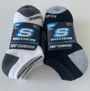 Skechers Boys No Show Socks Black & White Size 7-8.5 or 9-11 - Picture 1 of 19