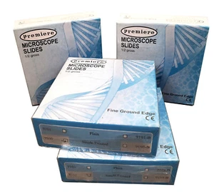 4 Boxes Premiere Microscope Slides 9105 Fine Ground Single Frosted 75 x 25 x 1mm - Picture 1 of 1