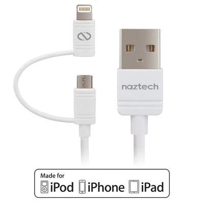 Hybrid 2-in-1 MFi Cable Naztech Hybrid 2-in-1 micro/lightning/data 6ft. MFi cabl - Image 1 of 4