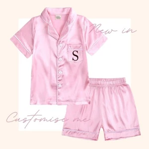 Custom Silk Pyjamas Solid Satin For Children Personalized Clothes Gift Lounge - Picture 1 of 33