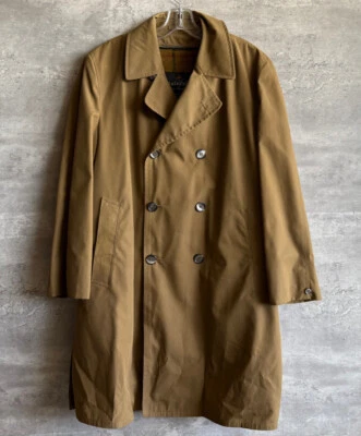 Vintage Rainfair Koratron Brown Wool Lined Double-Breasted Rain Topcoat Size 40 - Image 1 of 4