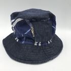 Burberry London Kids Bucket Hat Sz Small Blue Nova Check Denim Chambray Pocket