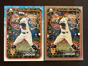 2024 Topps Holiday Francisco Lindor Santa Hat & Glitter Lot - Picture 1 of 5