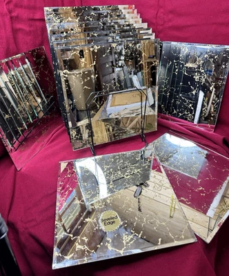 Espejo Azulejos Vena Dorada SIN USAR Espejo Vidrio Vintage Biselado MCM Lote de 12 (LEER) Foto 1 de 4