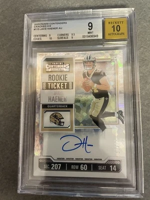 2023 Panini Contenders Jake Haener Rookie Ticket Auto Cracked Ice /23 - Image 1 of 2