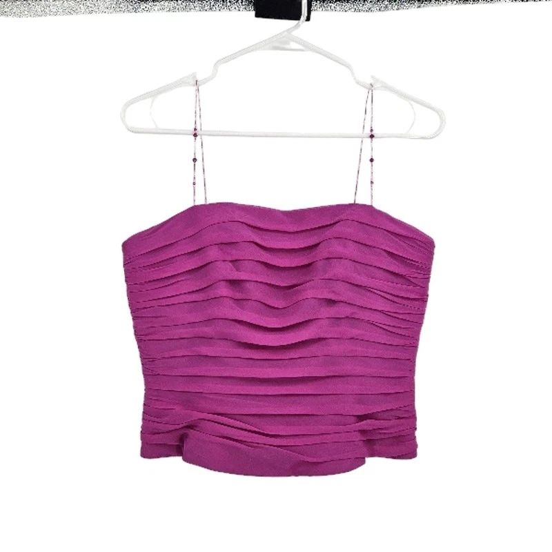 Camiseta corta Kay Unger rosa seda satinada plisada cami sin mangas y2k sin mangas nueva con etiquetas talla 8 Foto 1 de 4