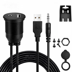 Q74C USB Armaturenbrett USB 2.0+3.5mm Aux Verlängerungskabel bündige Montage 1m  - Bild 1 von 11
