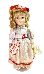Vintage Collectors Choice blonde Porzellanpuppe versiegelt mit einem Kuss 16 Zoll mit Ständer - Bild 1 von 8