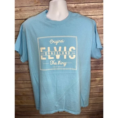 Camiseta Graceland Elvis “El Rey” Azul Gráfico Talla Mediana Foto 1 de 4