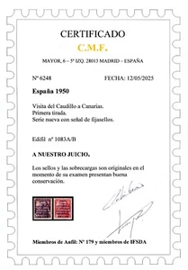 ✔️★ EDIFIL 1083A/1083B - VISITA CAUDILLO CANARIAS 1ª TIRADA CERTIFICADO (380€)★ - Imagen 1 de 3