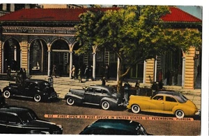 1st OPEN AIR POST OFFICE In US St Petersburg Florida FL Postcard Linen 1943 - Picture 1 of 2