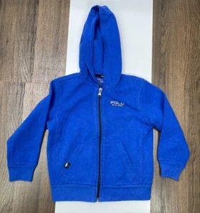 Polo Ralph Lauren Performance Youth Boys Blue 4T Hoodie Sweatshirt Zip Pocket - Picture 1 of 12