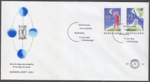 PAÍSES BAJOS Sc # 795-6 FDC EUROPA 1991, ESCALERAS A OTRO MUNDO - Imagen 1 de 1
