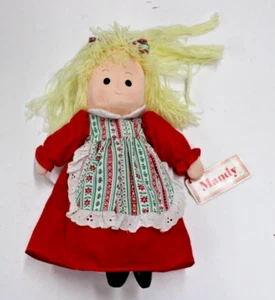 Vintage Mandy Doll Soft Body Christmas Edition Russ Berrie W/ Tags Plushy New - Picture 1 of 3