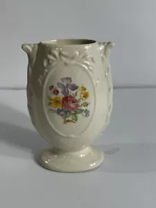 Porcelain 6" Vase Embossed Detail with Flowers Set Off in Center very pretty - Picture 1 of 2